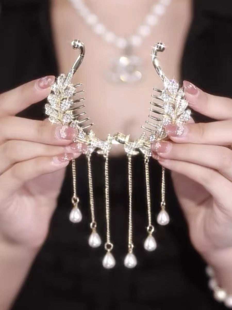 Ears Of Wheat Rhinestone Tassel Hair Clip L4010