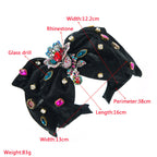 Rose Rhinestone Velvet Headband L4011