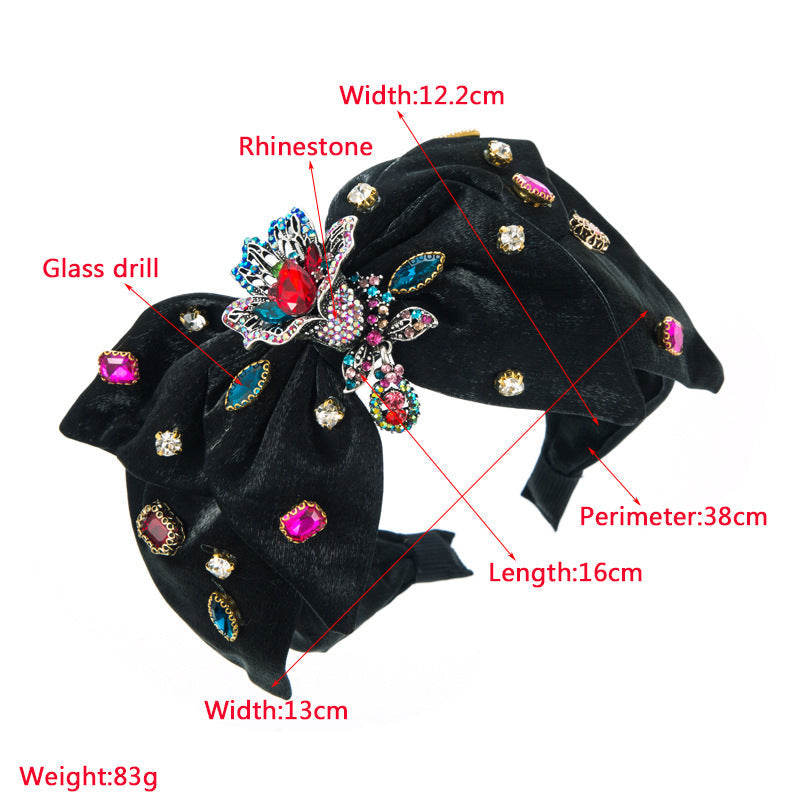 Rose Rhinestone Velvet Headband L4011