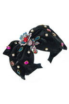 Rose Rhinestone Velvet Headband L4011