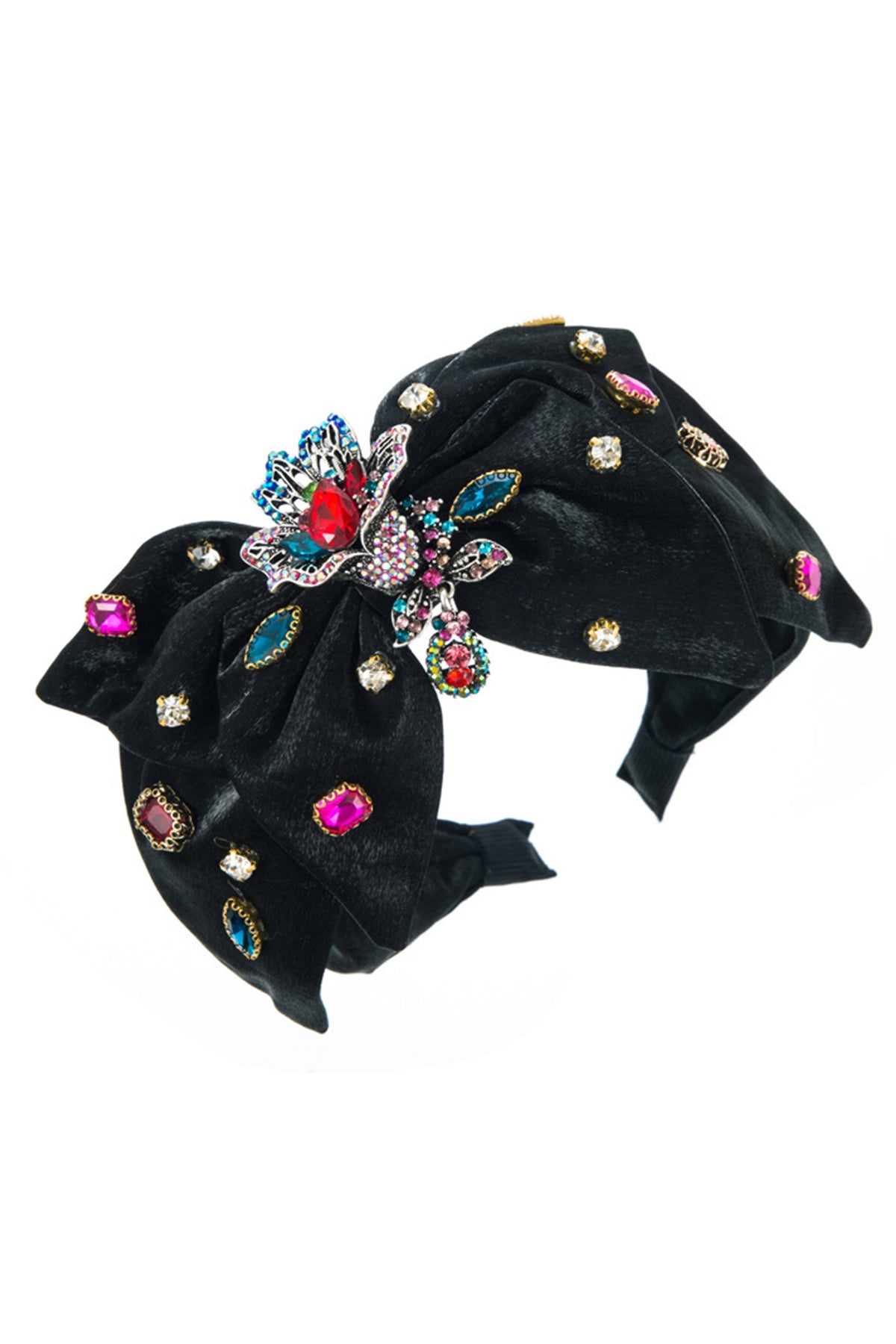 Rose Rhinestone Velvet Headband L4011