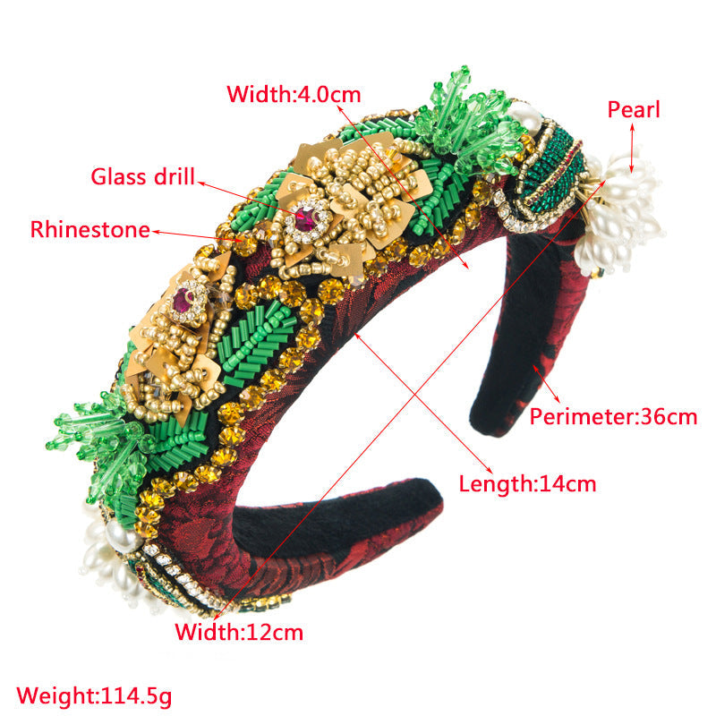 Floral Seed Bead Sponge Headband L4015