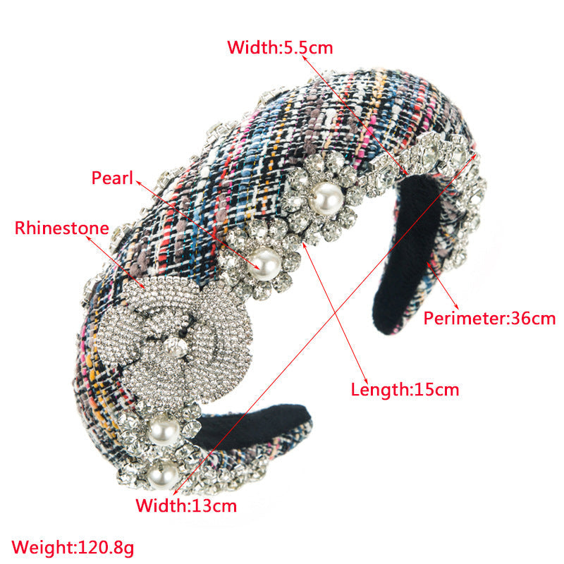 Floral Rhinestone Sponge Headband L4018