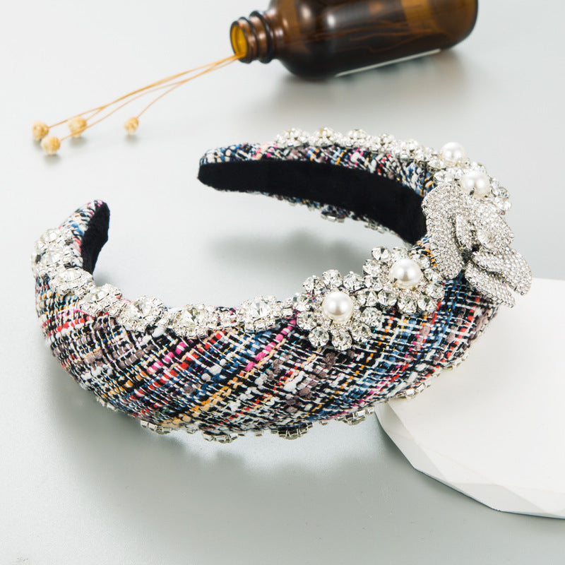 Floral Rhinestone Sponge Headband L4018
