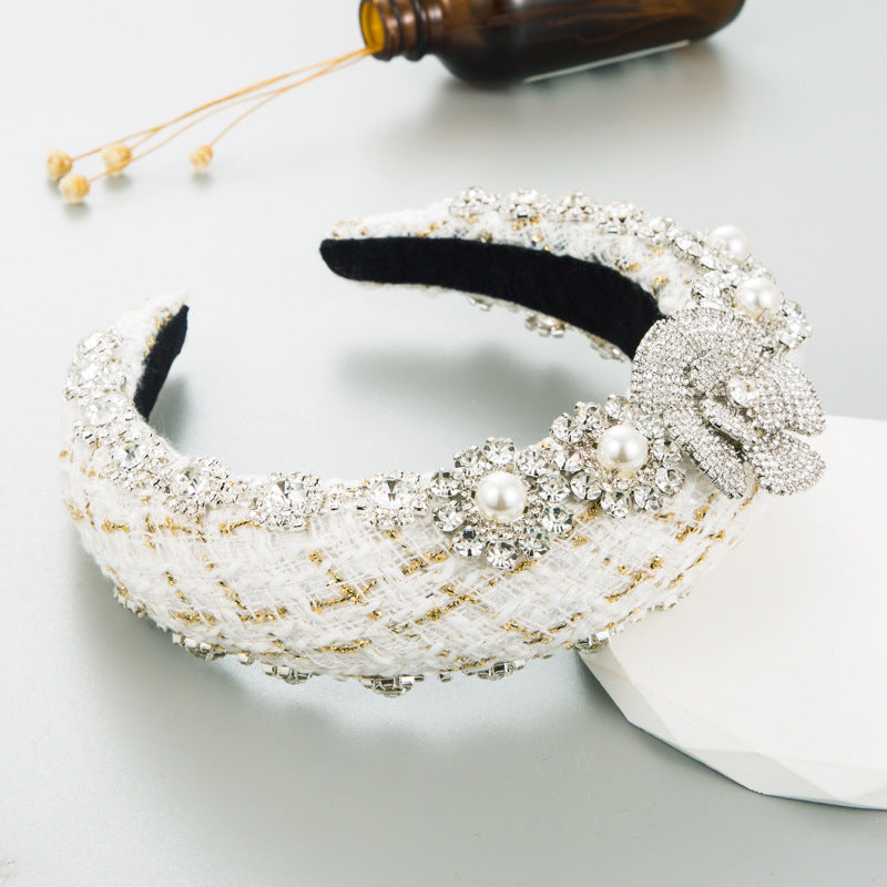 Floral Rhinestone Sponge Headband L4018