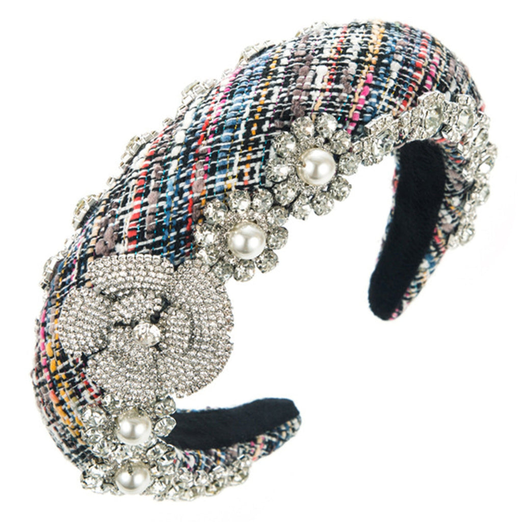 Floral Rhinestone Sponge Headband L4018