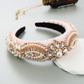 Floral Rhinestone Pearl Sponge Headband L4019