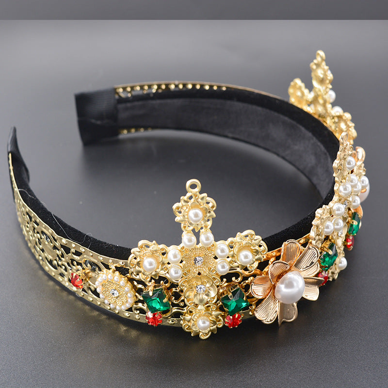 Baroque Cross Pearl Fabric Headband L4058
