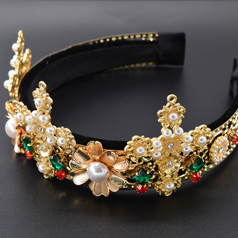 Baroque Cross Pearl Fabric Headband L4058