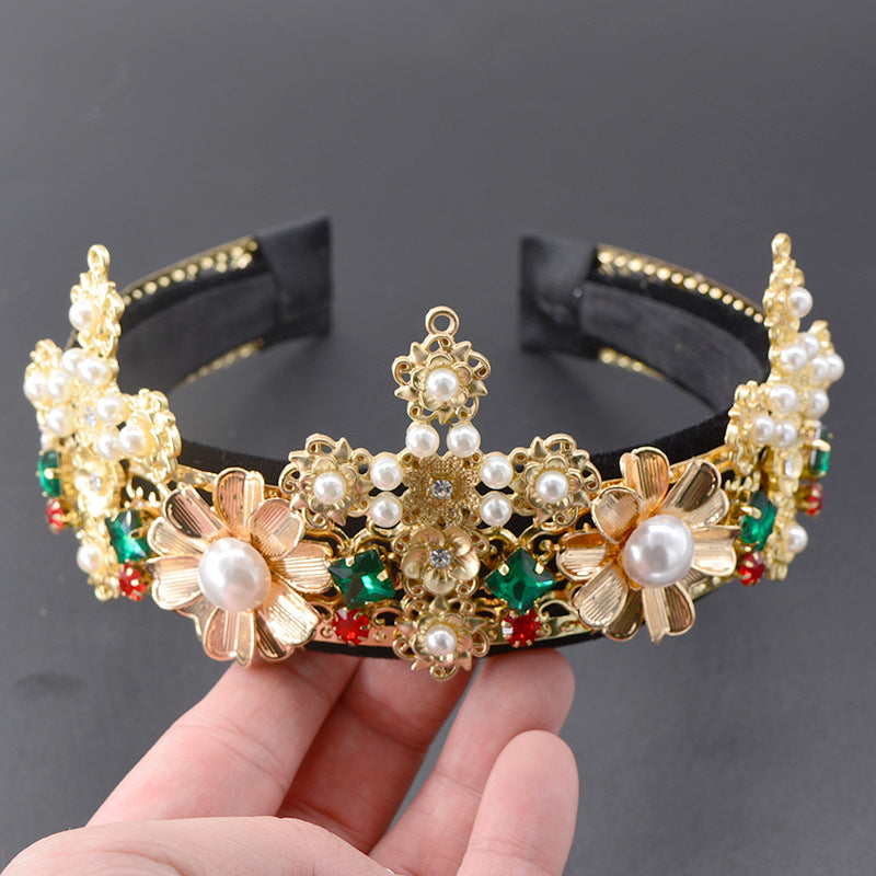 Baroque Cross Pearl Fabric Headband L4058