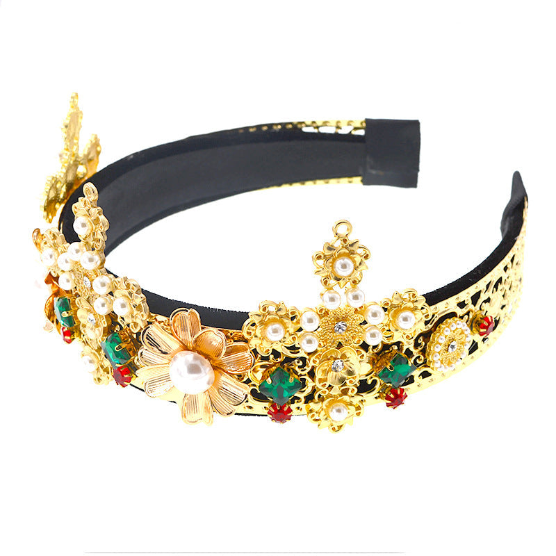 Baroque Cross Pearl Fabric Headband L4058