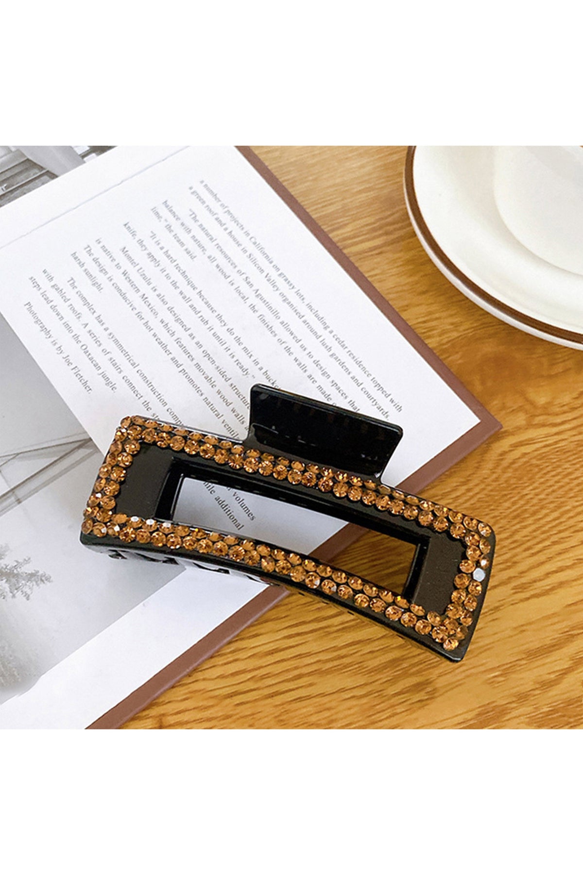 Rhinestone Acrylic Rectangle Hair Clip L4081