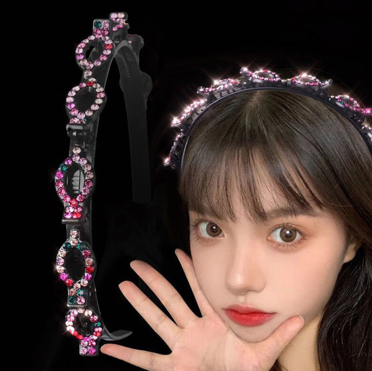 Rhinestone Braided Toothed Headband L4103