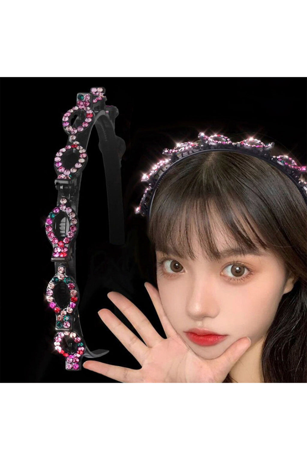 Rhinestone Braided Toothed Headband L4103