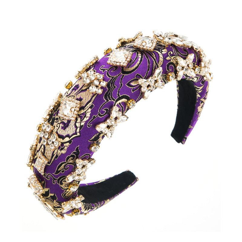Floral Rhinestone Sponge Headband L4110
