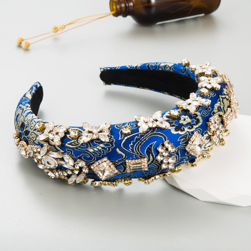 Floral Rhinestone Sponge Headband L4110