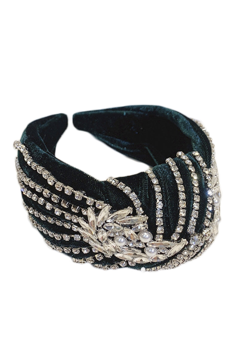 Knotted Rhinestone Velvet Headband L4118