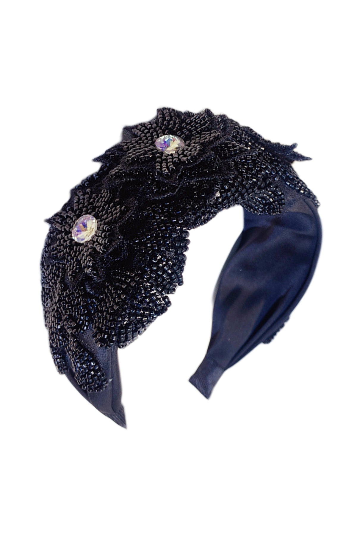 Floral Seed Bead Fabric Headband L4120