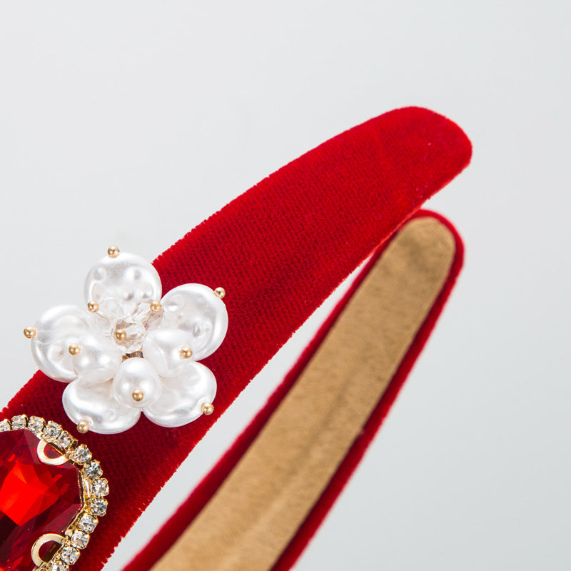 Floral Pearl Glass Drill Headband L4143