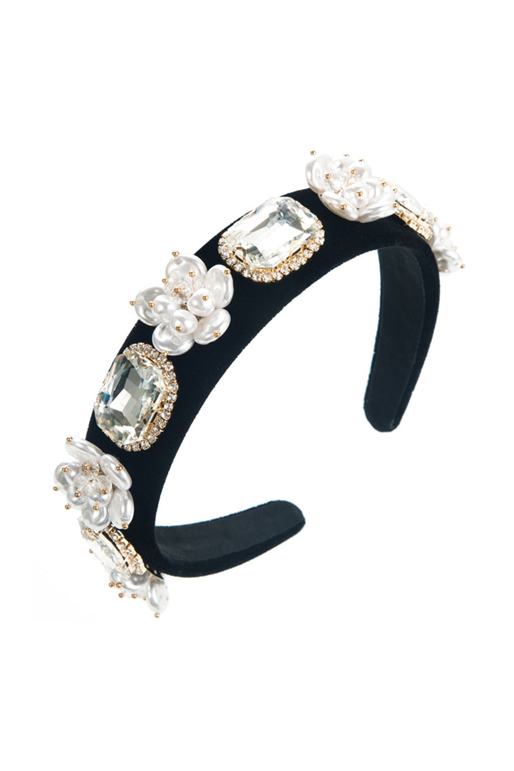 Floral Pearl Glass Drill Headband L4143