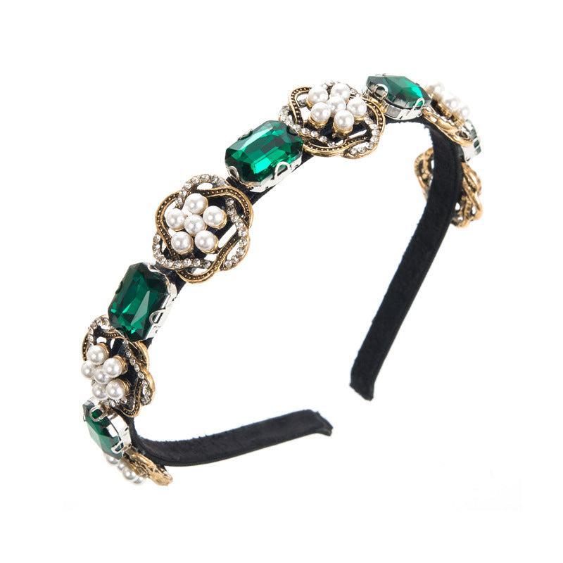 Baroque Pearl Glass Drill Headband L4180
