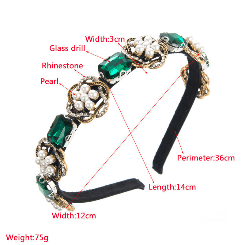 Baroque Pearl Glass Drill Headband L4180