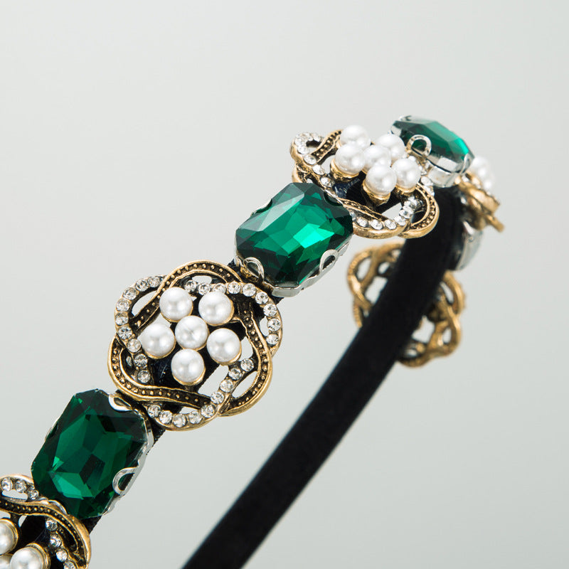 Baroque Pearl Glass Drill Headband L4180