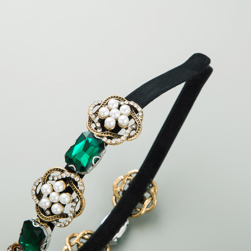 Baroque Pearl Glass Drill Headband L4180