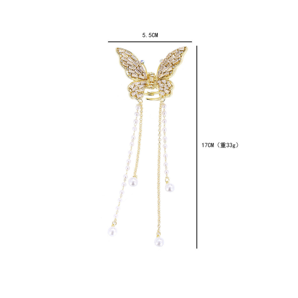 Butterfly Rhinestone Tassel Hair Clip L4242