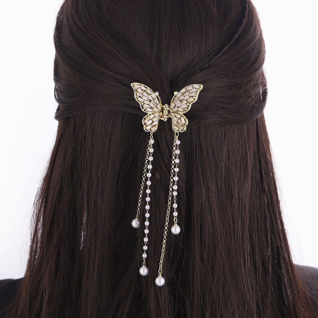 Butterfly Rhinestone Tassel Hair Clip L4242