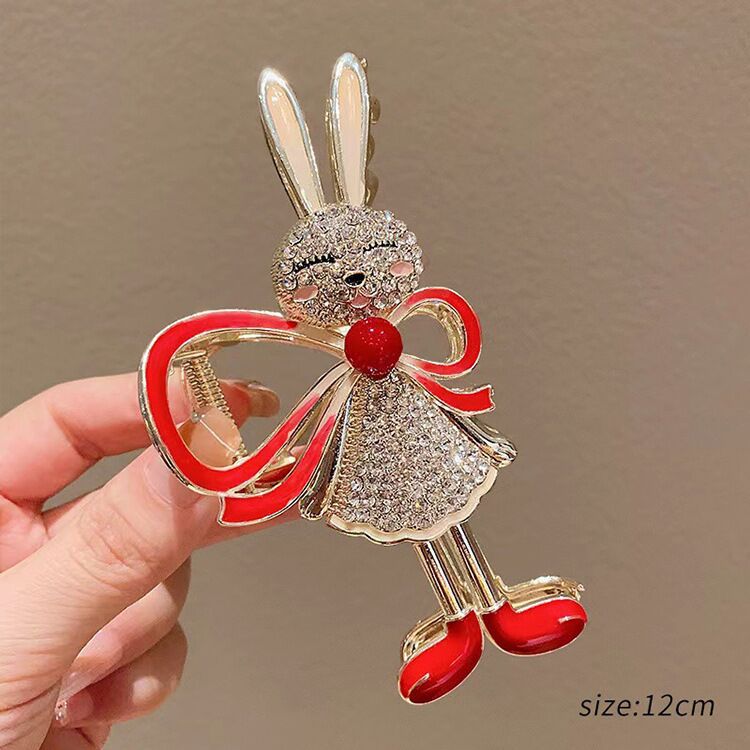 Bunny Bow Rhinestone Hair Clip L4253