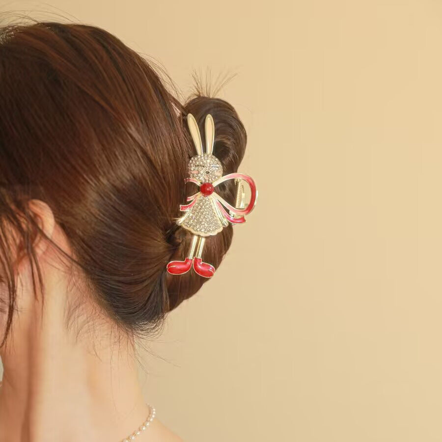 Bunny Bow Rhinestone Hair Clip L4253