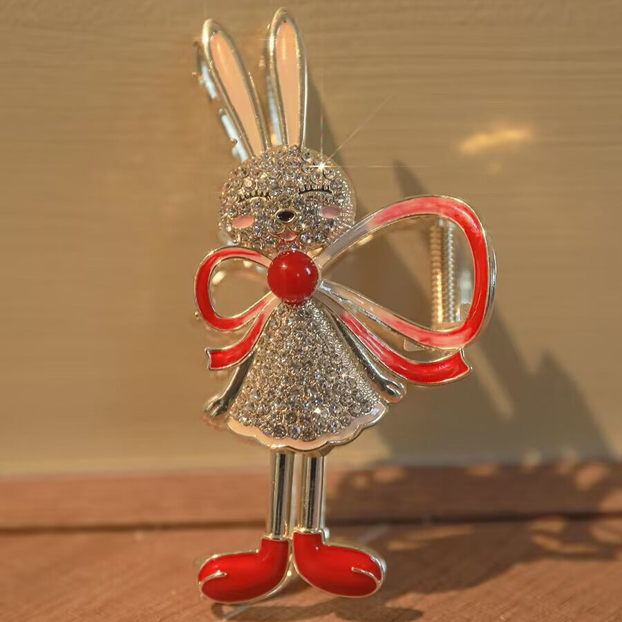 Bunny Bow Rhinestone Hair Clip L4253