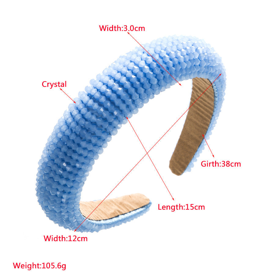 Crystal Seed Bead Sponge Headband L4292