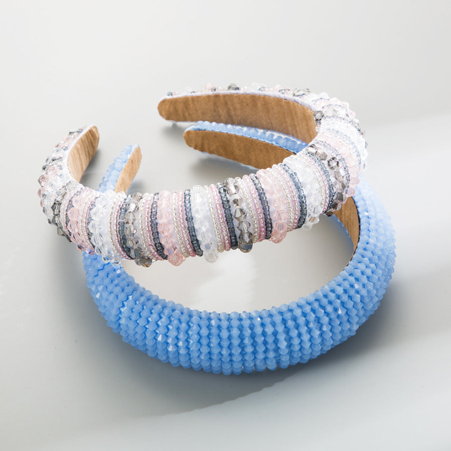 Crystal Seed Bead Sponge Headband L4292