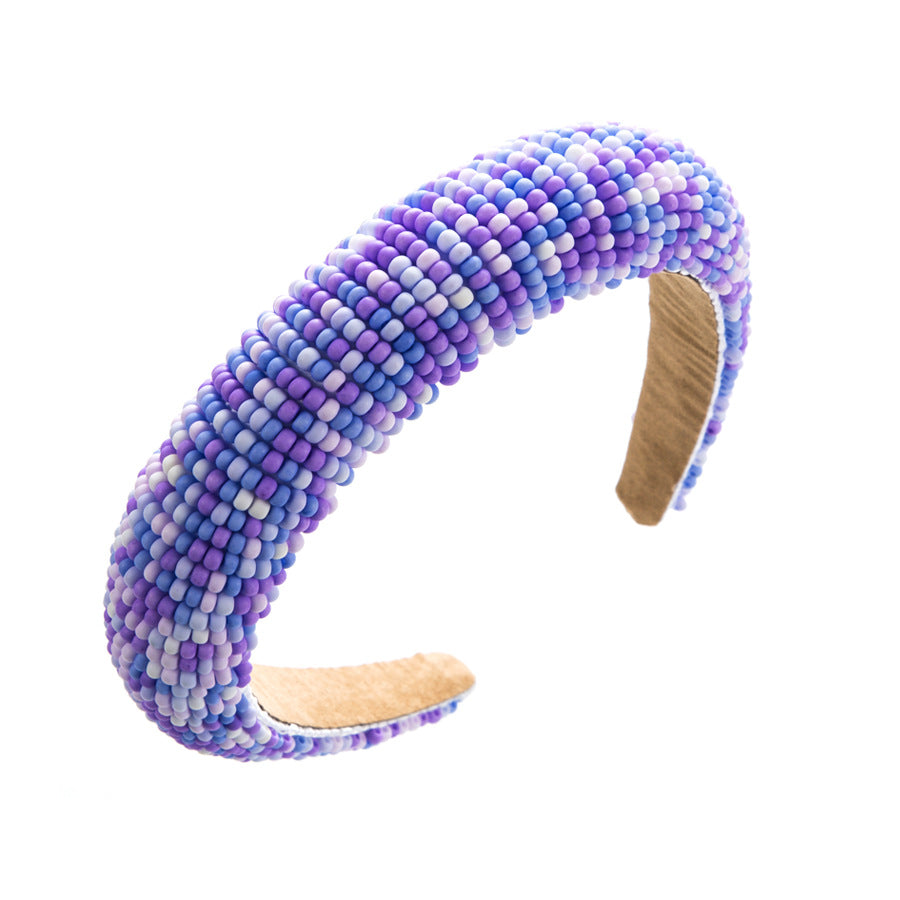 Multicolor Seed Bead Sponge Headband L4293