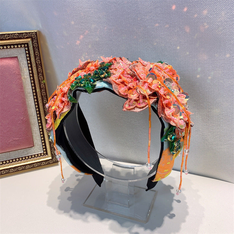 Floral Sequins Tassel Headband L4309