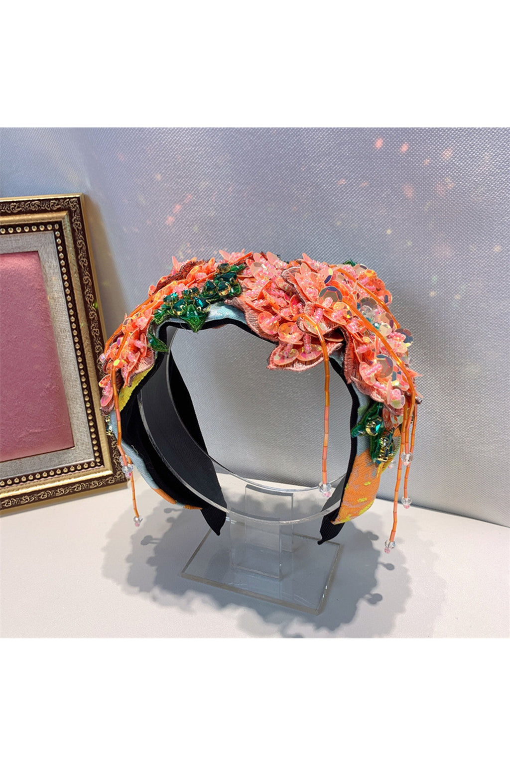 Floral Sequins Tassel Headband L4309