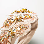 Bow Lace Rhinestone Fabric Headband L4362