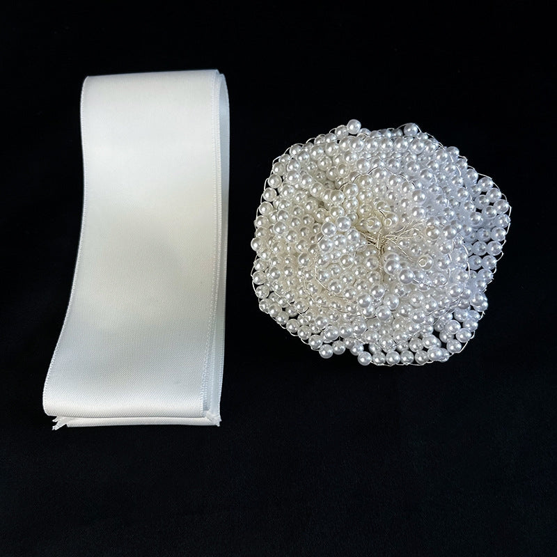 Floral Pearl Ribbon Headband Set L4369