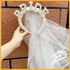BRIDE Pearl Headband With Headdress L4377