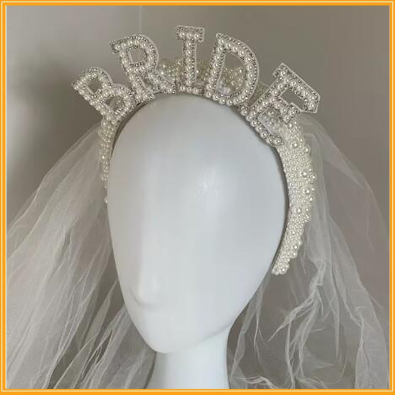 BRIDE Pearl Headband With Headdress L4377