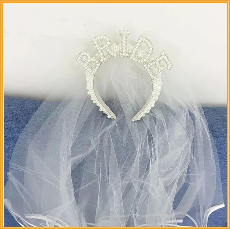 BRIDE Pearl Headband With Headdress L4377