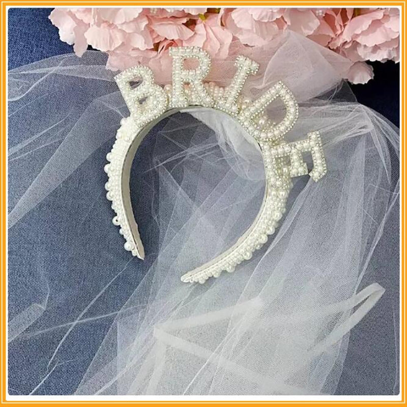 BRIDE Pearl Headband With Headdress L4377