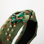 Rhinestone Cherry Printed Fabric Headband L4391