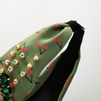 Rhinestone Cherry Printed Fabric Headband L4391