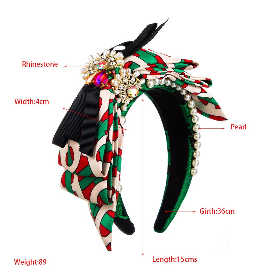 Bow Rhinestone Fabric Headband L4412
