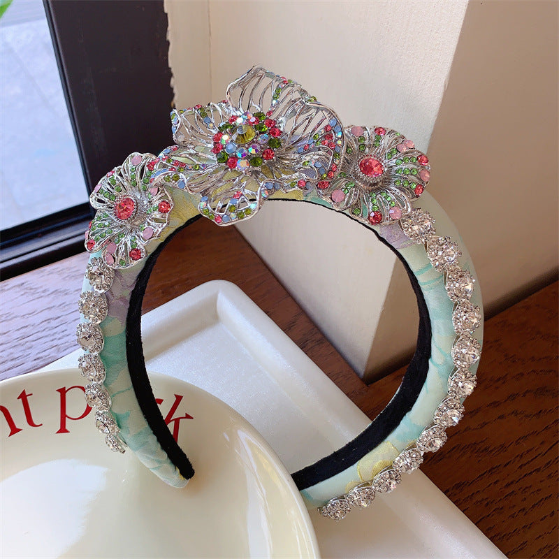 Floral Rhinestone Sponge Headband L4428