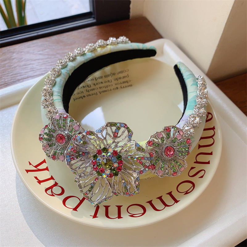 Floral Rhinestone Sponge Headband L4428