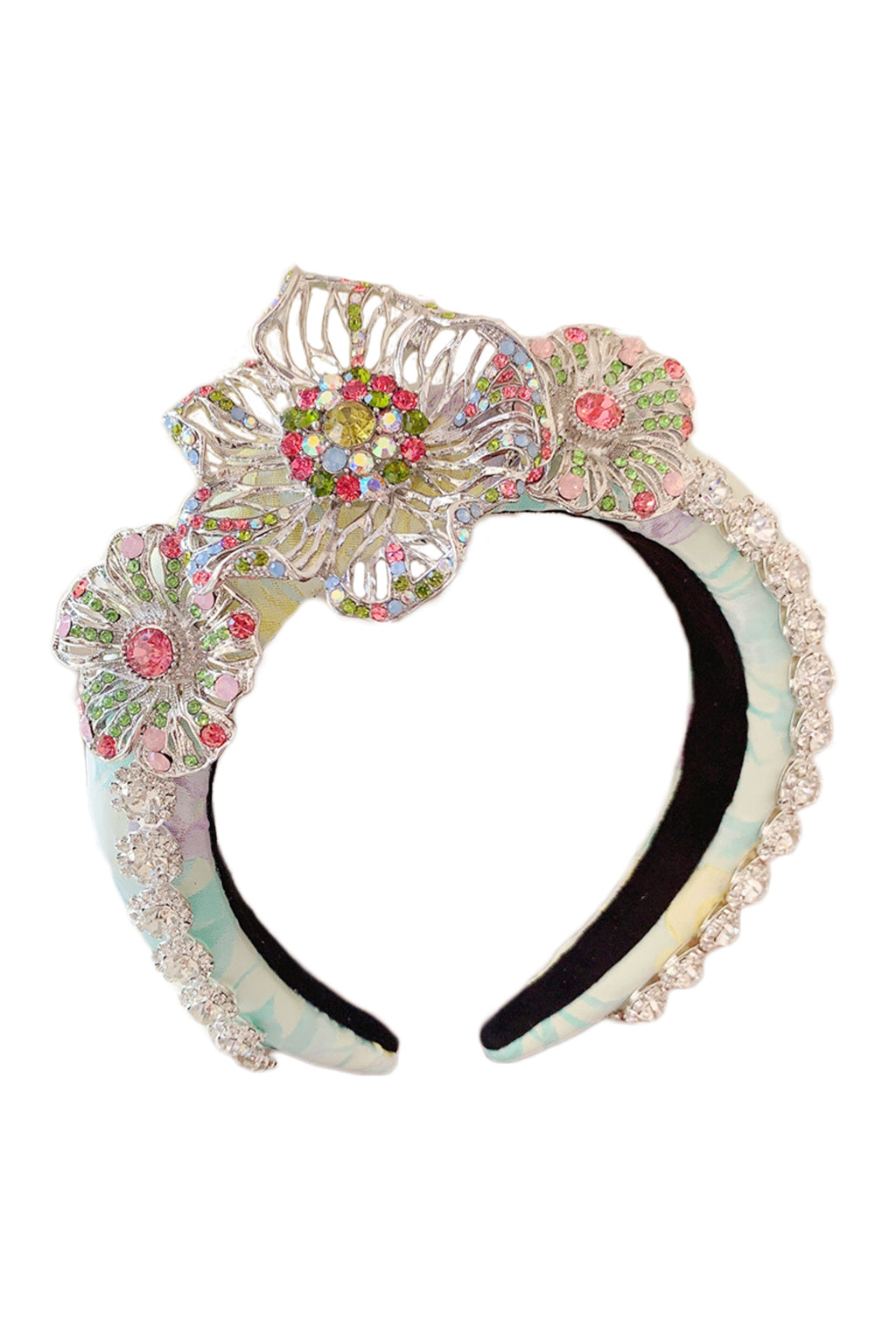Floral Rhinestone Sponge Headband L4428